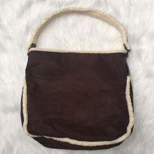 Brown Faux Shearling Handbag